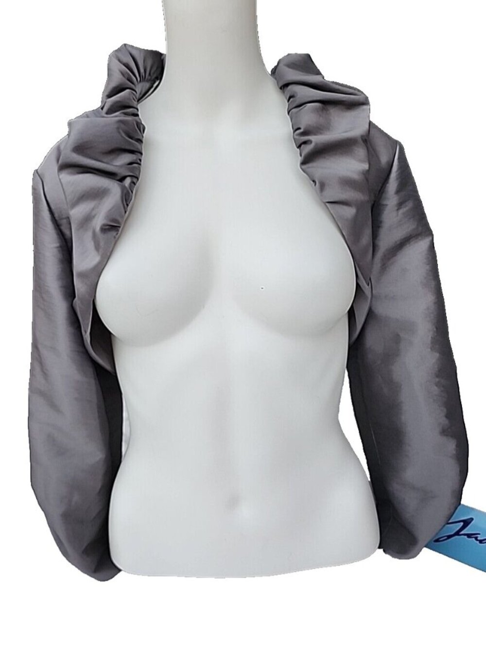 NEW Jada By Jasmine Petites Metallic Platinum Grey Cropped Shrug Jacket Us Sz P6